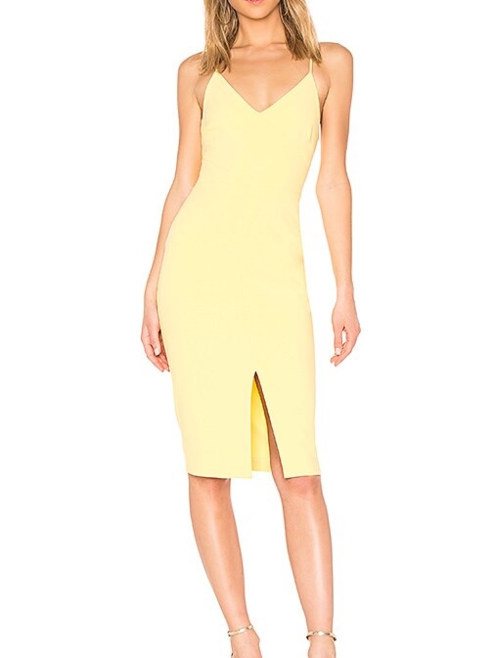 Likely Brooklyn Yellow Spaghetti-Strap Midi Dress